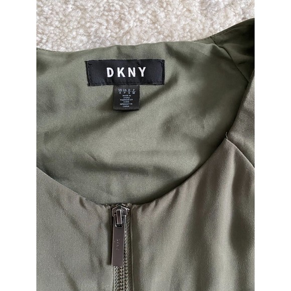 DKNY Womens Full Zip Long Sleeve Light‎ Bomber Jacket Small Green - Picture 8 of 10